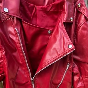 Faux Leather Red Jacket